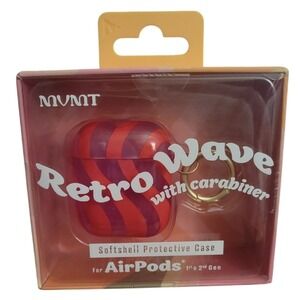 MVMT Retro‎ Wave AirPods Case 1st 2nd Gen Softshell Protective Red Purple Wavy